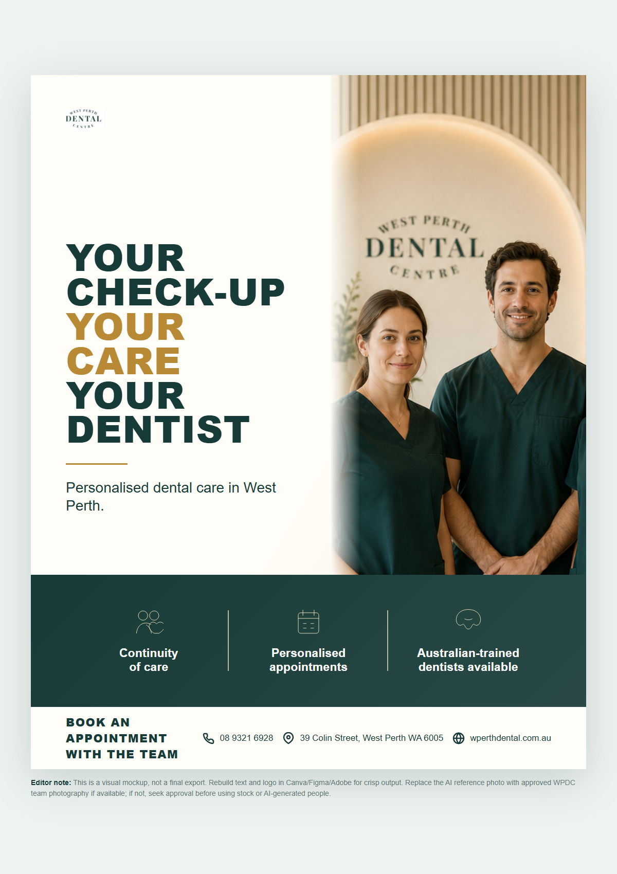 WPDC Your Check-up, Your Care, Your Dentist visual mockup